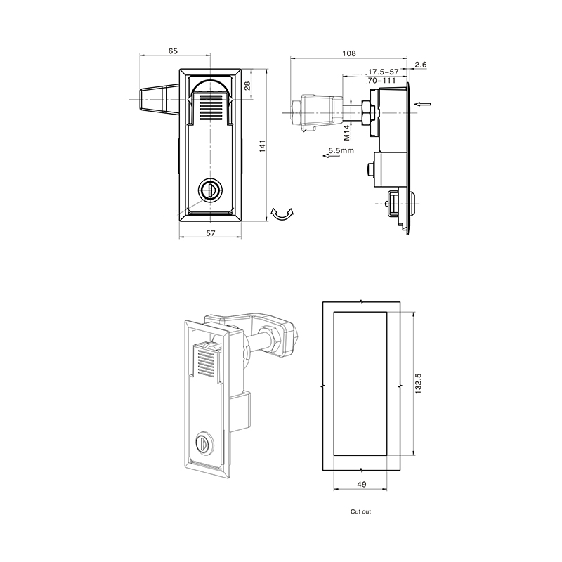 MS726-5 945g Glais Latch Comhbhrúite Le Lock Core MS726-5 945g Glais Latch Comhbhrúite Le Lock Core